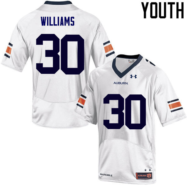 Youth Auburn Tigers #30 Tre Williams College Football Jerseys Sale-White - Click Image to Close